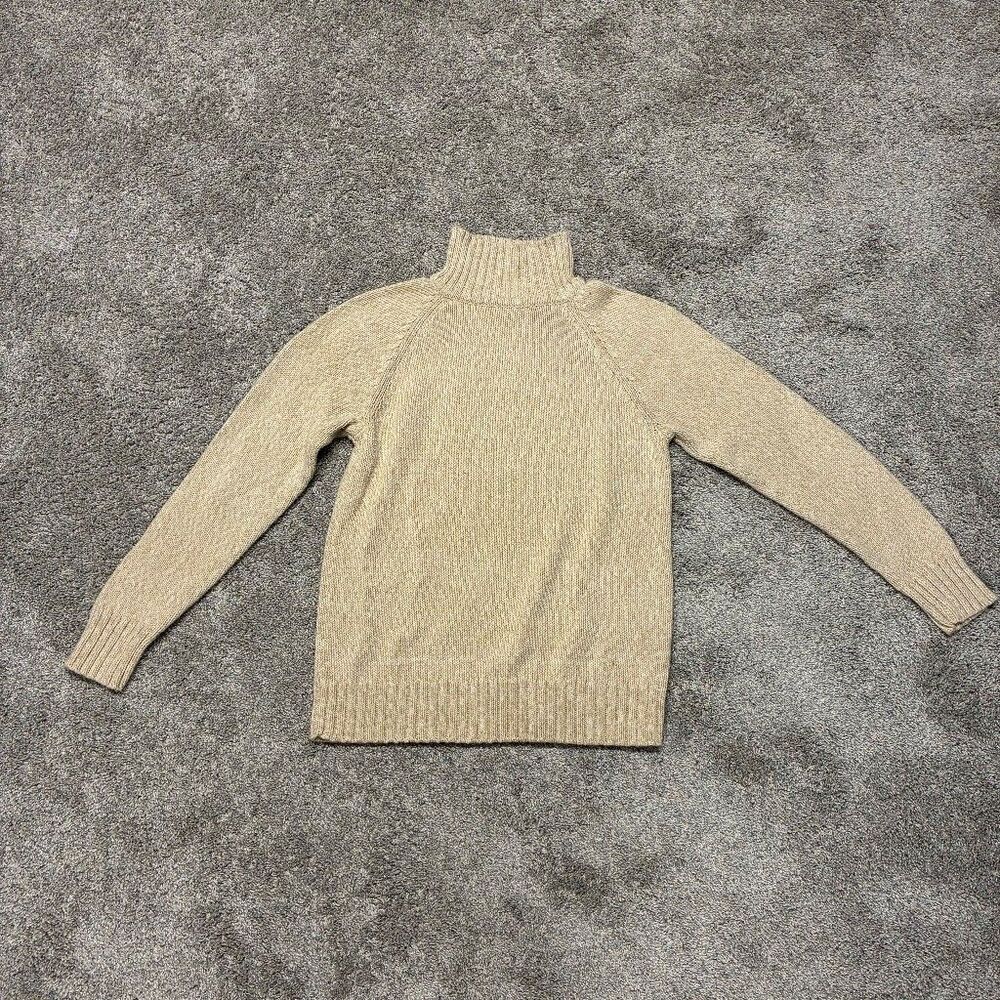 Womenās Knit Turtleneck Pullover Sweater Large Oat 100% Cotton Quiet Luxury